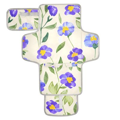 PaChyLuu Hand-Drawn Floral Patterns Portable Changing Pad with Built-in Pillow, Waterproof Foldable Baby Diaper Changing Pads, Diaper Mat for Boys and Girls