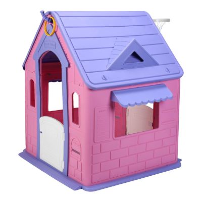 FIALAME Playhouse with Basketball Hoop Dartboard Garden Games Cottage (Light Pink)