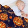 SHYESOP-ey Custom Name Spooky Halloween Jack-o'-Lantern Baby Blanket, Flannel Blanket, Baby Nursery Swaddling Blankets, Suitable for Children, Boys and Girls, Kid's Birthday Gift 30X40 Inches view 2