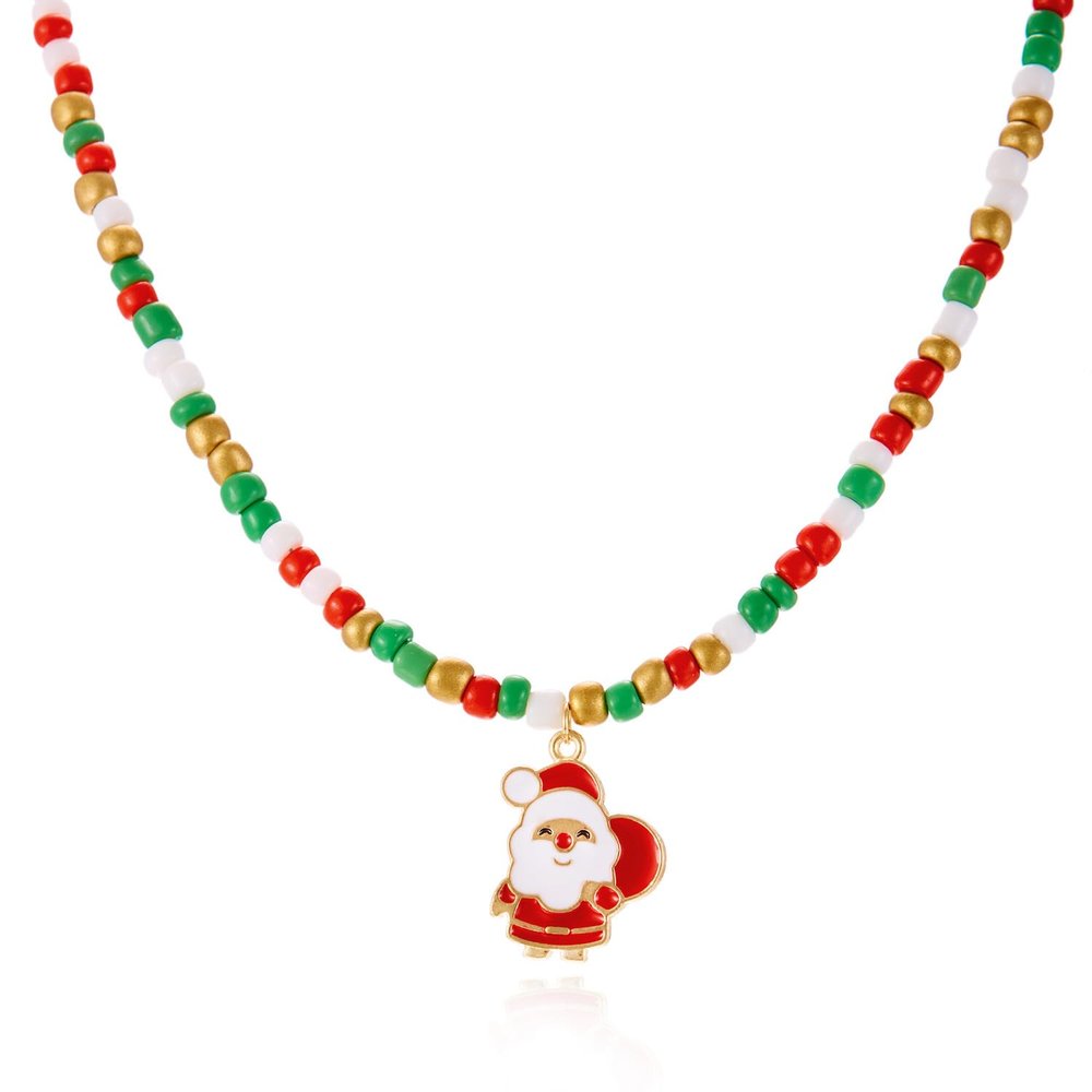 AIKETE New 2025 Handmade Colorful Rice Beads Christmas Necklace One Set 4Pcs,Christmas Jewelry Accessories For Women, Girl Xmas Gift Jewelry