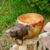 DZHOYULBV Handmade animal water bowl, wooden water cup, animal wooden bowl view 3