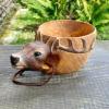 DZHOYULBV Handmade animal water bowl, wooden water cup, animal wooden bowl view 4