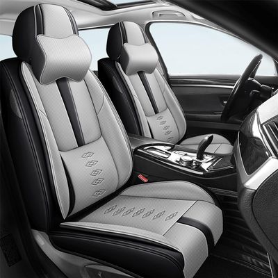 QUFEI Pickup Truck Seat Covers for Baja,for Subaru Baja 2003-2006,Leather Front Seat Covers,Airbag-Compatible Car Seat Protectors,Waterproof Seat Cover(Black+Gray,2PCS/with Pillows)