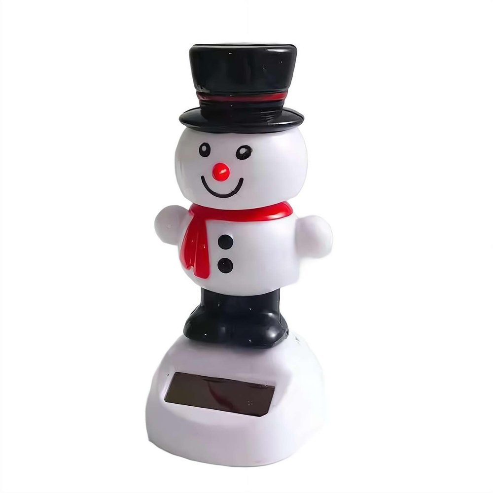 Crazyview Christmas Solar Powered Dancing Figurines, Solar Dancing Christmas Santa Snowman, Cute Car Swinging Dance Figurines Car Dashboard Decorations Accessories for Holiday (White)