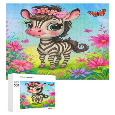 GAPWJNK Cute Zebra Wooden Puzzle Family Game Puzzle Decor Art Jigsaw for Adults Stress Relief Leisure Time Gifts 500 PCS