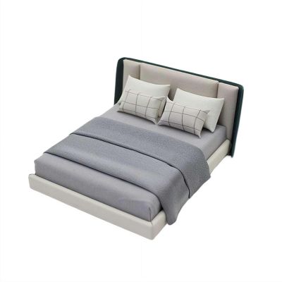 1/20 Scale Bedroom,Mini Doll Beds,Miniature Bed,Mini DIY Bedroom Furniture Bedding Miniature Queen Bed for Doll House Bedroo-m Furniture Accessories (Gray)