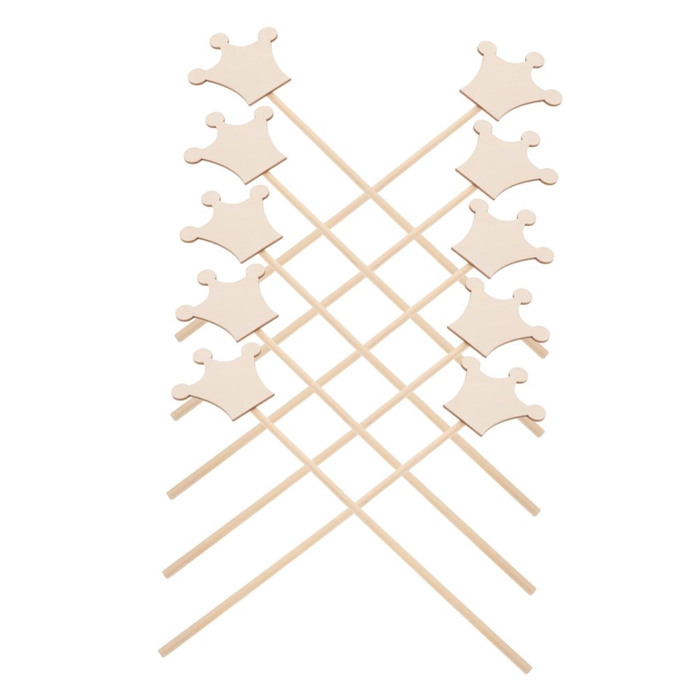 BRIGHTFUFU 10pcs DIY Wooden Princess Fairy Wands with Crown Shape for Adults Safe Craft Ingredients for Birthday Party Dress Up Halloween Creative Handmade Sticks for Imaginative Play (10PCS)