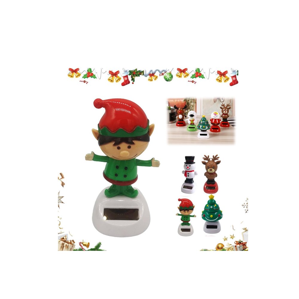 Christmas Solar Powered Dancing Toys,Car Shaking Head Dancer Doll,Novelty Solar Dancing Elk Santa Snowman Figures,Christmas Shaking Head Toy Gift for Car Dashboard Office Desk Windowsill Decor