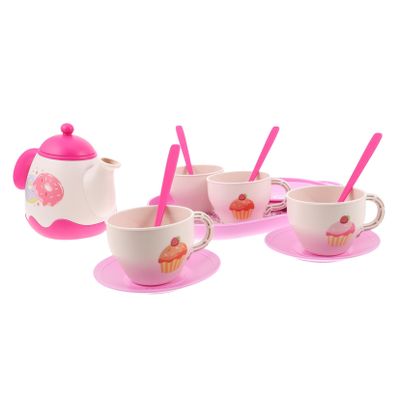 BCOATH Tea Party Set Pretend Play Kitchen Accessories for Tea Set Realistic Plastic Teapot Dishes Educational with Bright Colors and Food-Grade Material for Indoor Outdoor Use