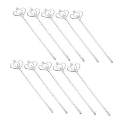 KONTONTY 10Pcs Luminous Silver Fairy Wands for Party Props and Stage Performance Lightweight Handheld Sticks for Cosplay Dance Birthday