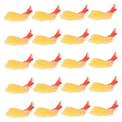 BCOATH 20pcs Miniature Artificial Fried Shrimp Figures Realistic Tempura Shrimp Model for Dollhouse Kitchen DIY Food Display Educational Pretend Play Props Plastic Material
