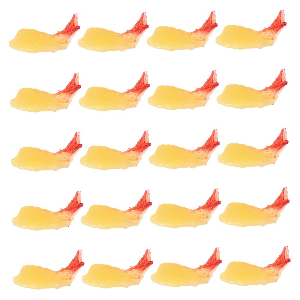 BCOATH 20pcs Miniature Artificial Fried Shrimp Figures Realistic Tempura Shrimp Model for Dollhouse Kitchen DIY Food Display Educational Pretend Play Props Plastic Material