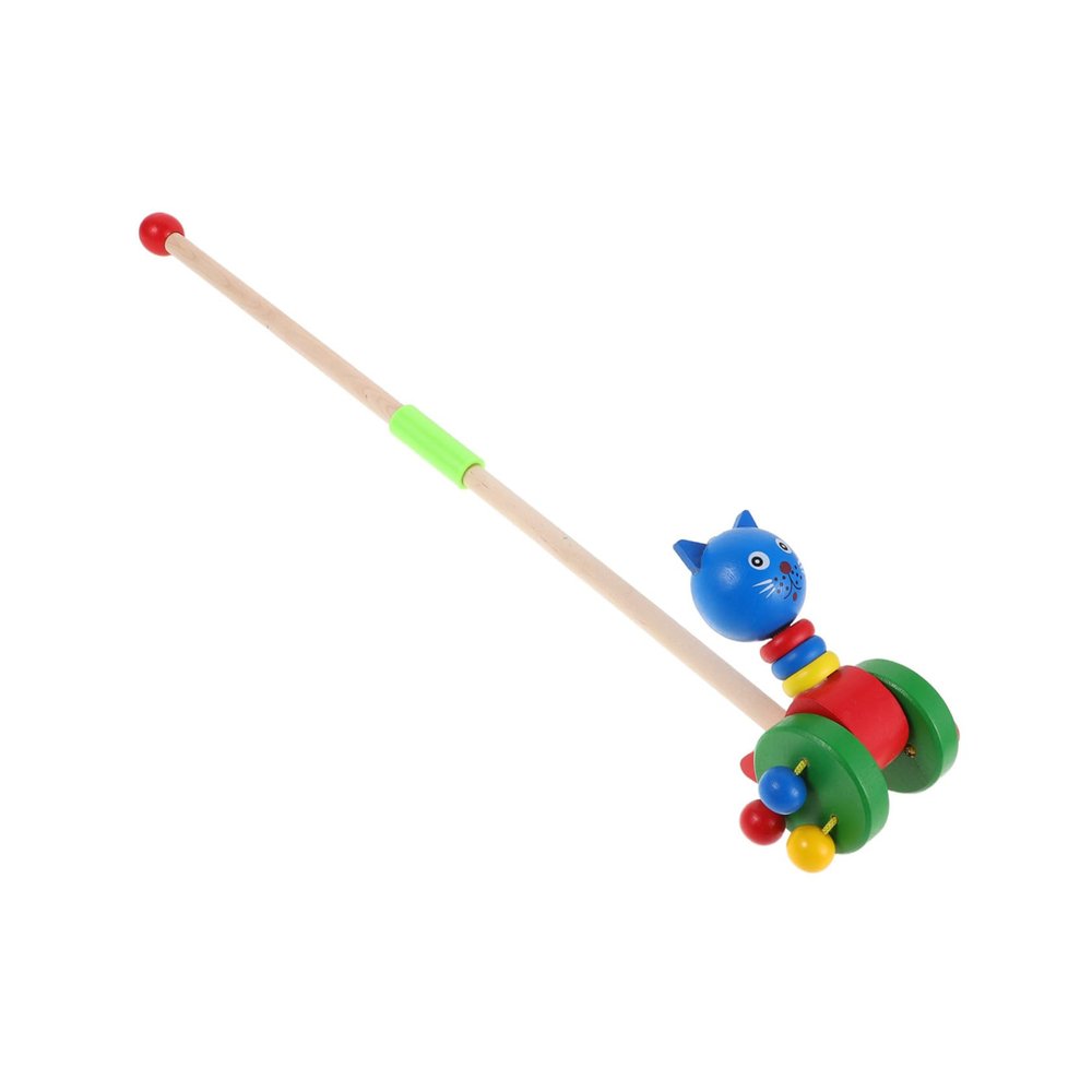 BRIGHTFUFU Wooden Cartoon Animal Push Walker for Safe Sturdy Push Cart Enhancing Cognitive Skills and Hand-Eye Coordination Lightweight Multifunctional Walking Aid for Boys and Learning to