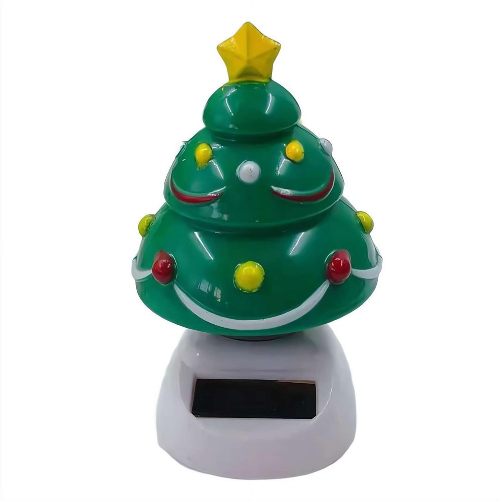 Crazyview Christmas Solar Powered Dancing Figurines, Solar Dancing Christmas Santa Snowman, Cute Car Swinging Dance Figurines Car Dashboard Decorations Accessories for Holiday (Green)
