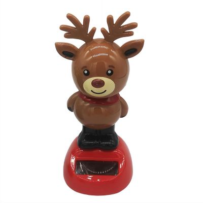 Crazyview Christmas Solar Powered Dancing Figurines, Solar Dancing Christmas Santa Snowman, Cute Car Swinging Dance Figurines Car Dashboard Decorations Accessories for Holiday (Brown)