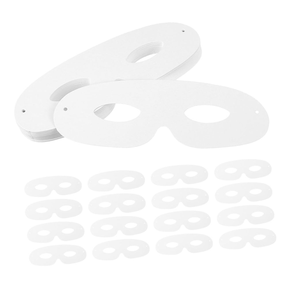BRIGHTFUFU 60 Sets DIY Paintable Blank White Paper Masks with Elastic Ropes for Masquerade Halloween Party Crafting Lightweight Breathable Facial Masks for Artistic Cosplay and Costume
