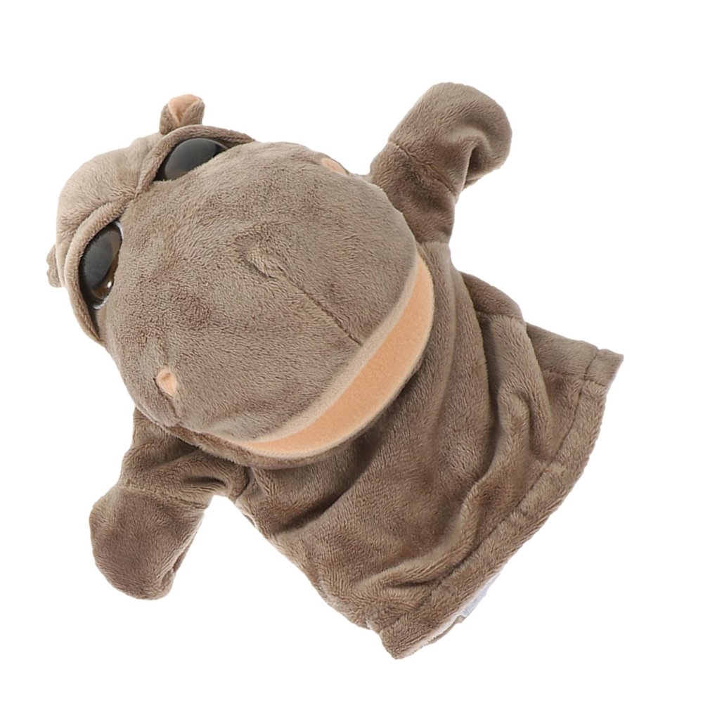 COOLHIYA Movable Mouth Plush Hand Puppet Hippo Soft Cartoon Animal for Storytelling Theater Preschool Halloween Birthday Interactive Glove Design for Adults