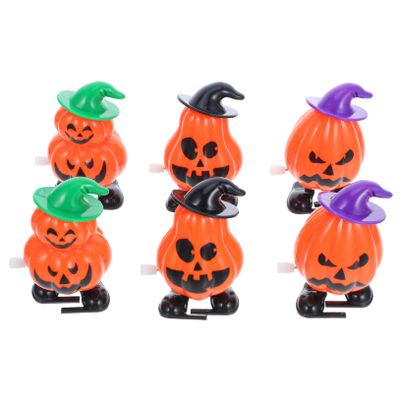 FELTECHELECTR 6PCS Halloween Pumpkin Wind-up Mini Clockwork Figurines for Party Favors Goody Bag Fillers Prizes Assorted Walking Windup for Classroom Rewards
