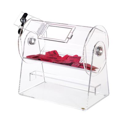 Acrylic Raffle Drum - Professional Lottery Ticket Cage, Transparent Spinning Drum with Keys - Holds 2500 Tickets, for Events & Fundraising