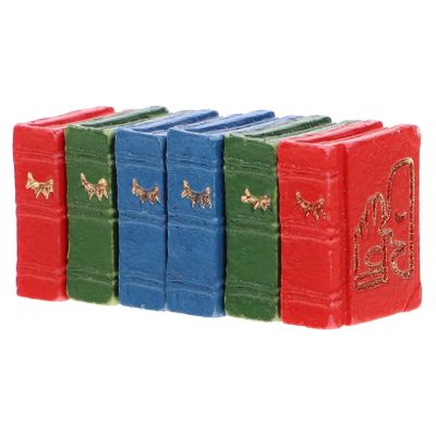 LALADEFIEE 6pcs Miniature Dollhouse Books Vivid Resin Mini Book Decors in Blue Red Green Photo Props for Mini Crafts and Tiny House Accessories