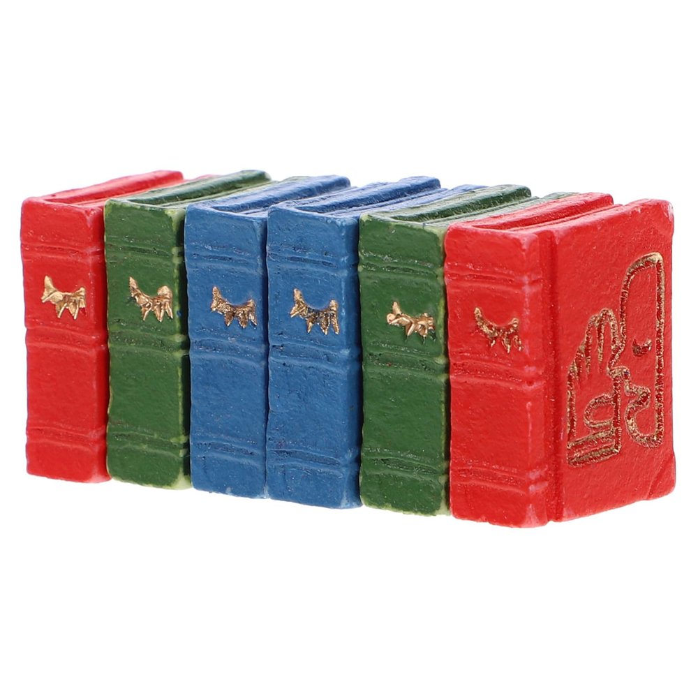LALADEFIEE 6pcs Miniature Dollhouse Books Vivid Resin Mini Book Decors in Blue Red Green Photo Props for Mini Crafts and Tiny House Accessories