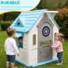 LivialyCity Garden Games Cottage with Basketball Hoop Dartboard Plastic Playhouse Outdoor Playhouse for 2-5 Years view 2