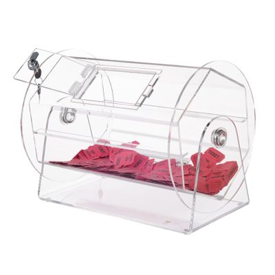 Acrylic Raffle Drum, Professional Lottery Ticket Cage with Keys, Transparent Spinning Drum for 5000 Tickets, Lottery Drawing Box for Events & Games