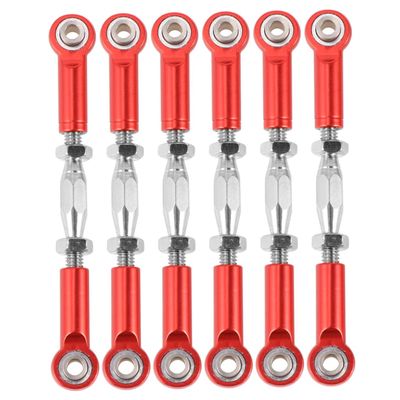 FELTECHELECTR 6Pcs Adjustable Aluminum Turnbuckle Rod Linkage for RC Car Steering Upgrade Compatible with Redcat Remote Control HSP Racing HPI Truck Buggy Off-Road Vehicle Red