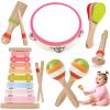 Baby Musical Instruments for Girls-Montessori Wooden Toys for Toddlers 1-3,Percussion Instruments Set with Xylophone Preschool Educational 3+ Christmas Birthday Gift for 1 2 3 Year Girls (pink 6 in 1) view 1