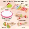 Baby Musical Instruments for Girls-Montessori Wooden Toys for Toddlers 1-3,Percussion Instruments Set with Xylophone Preschool Educational 3+ Christmas Birthday Gift for 1 2 3 Year Girls (pink 6 in 1) view 2
