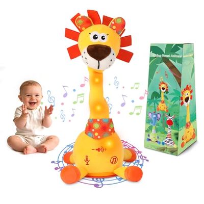 LLUKEME Dancing Talking Lion Toy, Stuffed Animal Baby Toy Repeating What You Say, Glowing Musical Electronic Lion with Fluffy Mane Gifts for Toddlers 1-3 Years Old Valentine's Day Gifts