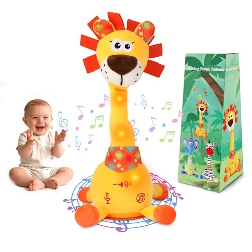 LLUKEME Dancing Talking Lion Toy, Stuffed Animal Baby Toy Repeating What You Say, Glowing Musical Electronic Lion with Fluffy Mane Gifts for Toddlers 1-3 Years Old Valentine's Day Gifts