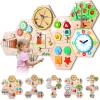 9Pcs Hexagon Activity Wall Busy Board Panels, Wooden Sensory Wall Panel for Kids, Montessori Learning Activity Center, Educational Toys for Toddler Playroom Daycare Nursery Classroom Birthday Gifts view 1