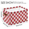 Wusikd Red White Checkered Storage Basket Set of 2 Large Fabric Storage Baskets Bins Box Cube with Handles Collapsible Closet Shelf Clothes Organizer Basket for Nursery Bedroom view 4