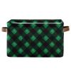 Wusikd Green Black Tartan Storage Basket Set of 2 Large Fabric Storage Baskets Bins Box Cube with Handles Collapsible Closet Shelf Clothes Organizer Basket for Nursery Bedroom view 1