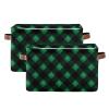 Wusikd Green Black Tartan Storage Basket Set of 2 Large Fabric Storage Baskets Bins Box Cube with Handles Collapsible Closet Shelf Clothes Organizer Basket for Nursery Bedroom view 2