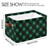 Wusikd Green Black Tartan Storage Basket Set of 2 Large Fabric Storage Baskets Bins Box Cube with Handles Collapsible Closet Shelf Clothes Organizer Basket for Nursery Bedroom view 4