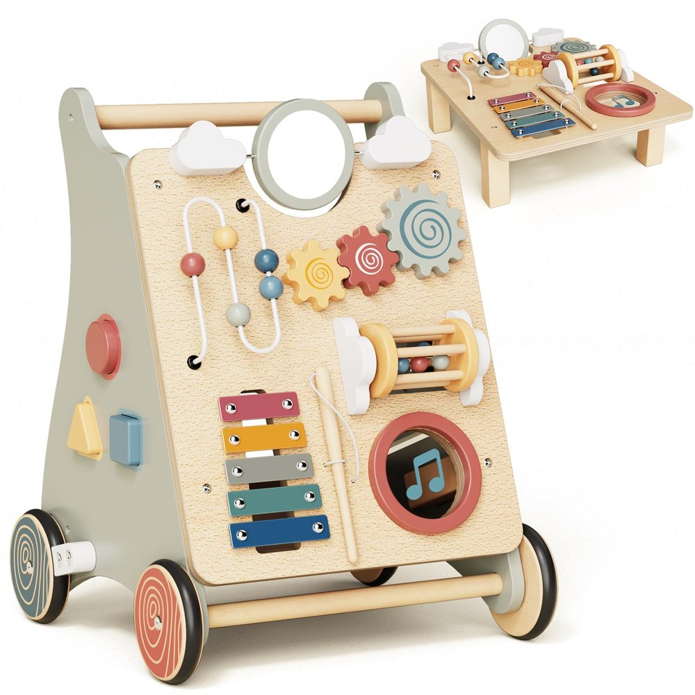 Baby Push Walker with Wheels for 6-12 Months Boys Girls, Walking Toys for 1 Year Old Learning to Walk