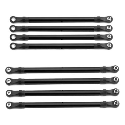 For AXIAL For SCX10 90046 For TRX4 1/10 8 PCS Aluminum Alloy Link Rod Linkage Set 313MM Wheelbase RC Crawler Car Accessories And Repair RC Car Upgrade Part(Black)