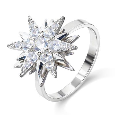 BYETOCE Christmas Snowflake Spinning Ring Xmas Winter Wrap Fidget Ring Snowflake Charm with Cubic Zirconia Jewelry Adjustable Rotating Finger Band for Women Christmas New Year Jewelry