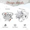 BYETOCE Christmas Snowflake Spinning Ring Xmas Winter Wrap Fidget Ring Snowflake Charm with Cubic Zirconia Jewelry Adjustable Rotating Finger Band for Women Christmas New Year Jewelry view 3