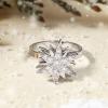 BYETOCE Christmas Snowflake Spinning Ring Xmas Winter Wrap Fidget Ring Snowflake Charm with Cubic Zirconia Jewelry Adjustable Rotating Finger Band for Women Christmas New Year Jewelry view 4