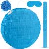 Abilat Blue Round Pinata with Stick Blindfold Confetti DIY Blank Pinata for Boys Kids Birthday Party Supplies Carnivals Halloween Christmas Decorations view 1