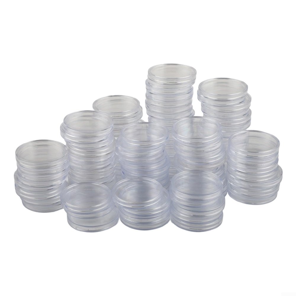 100 Pcs 39mm Round Coin Capsules Case Holders, Transparent Plastic Storage Containers for Collectible Coin, Tokens, Medals, Easy Open and Close Design for Secure Organization and Protection