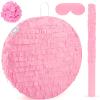 Abilat Pink Round Pinata with Stick Blindfold and Confetti DIY Blank Pinata for Girls Kids Birthday Party Supplies Carnivals Christmas Decorations view 1