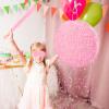 Abilat Pink Round Pinata with Stick Blindfold and Confetti DIY Blank Pinata for Girls Kids Birthday Party Supplies Carnivals Christmas Decorations view 3