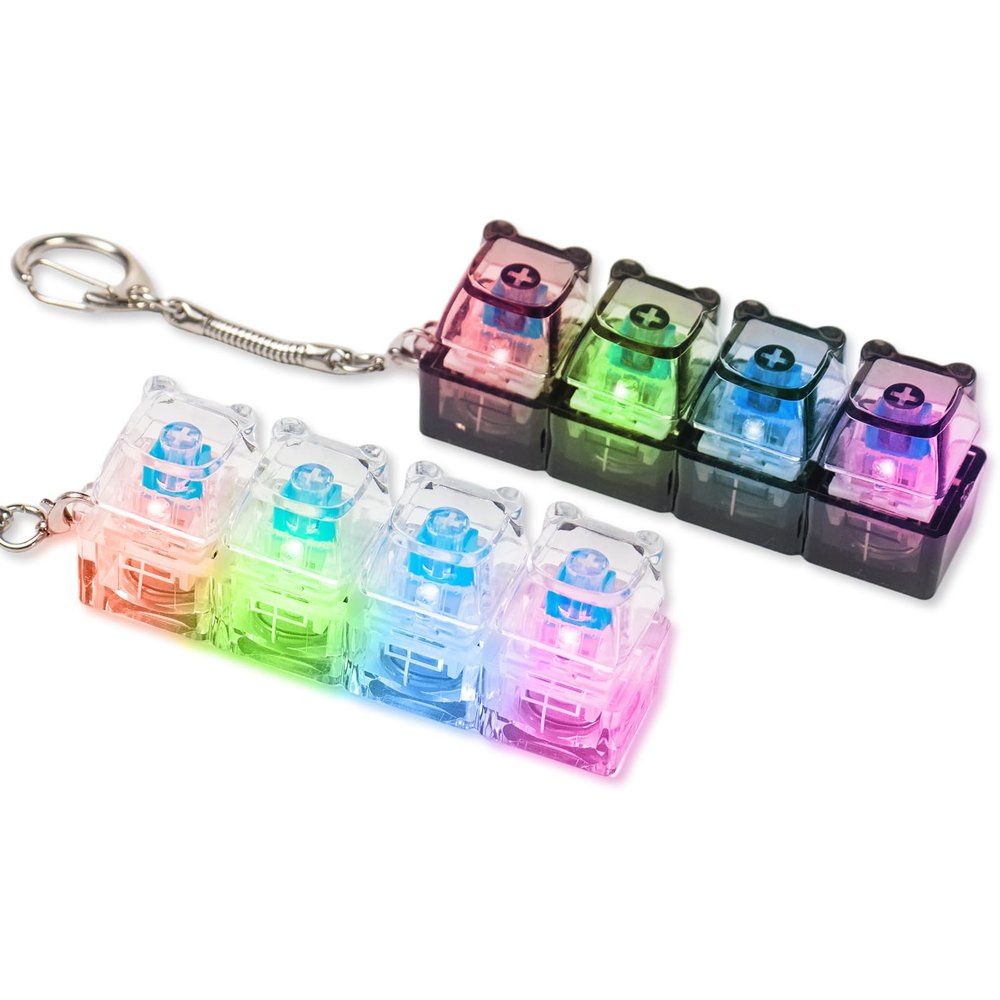 2Pcs Keyboard Fidget Toy for Adults with LED Lights, Cute Bear Clicky Keyboard Clicker Fidget Keychain, Fidget Clicker Sensory Toys for Adult to Anxiety Stress Relief