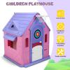 ToysCentral Basics Kids Playhouse with Basketball Hoop Dartboard Garden Games Cottage (Light Pink) view 2