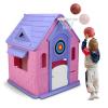ToysCentral Basics Kids Playhouse with Basketball Hoop Dartboard Garden Games Cottage (Light Pink) view 4