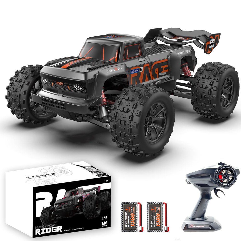 dexinco Remote Control Car, 1/16 RC Car, 40 KM/H High Speed Remote Control Truck, 4X4 All Terrain Off-Road RC Truck, IPX4 Waterproof Monstertruck, 2.4GHz RC Buggy, 2 Batteries